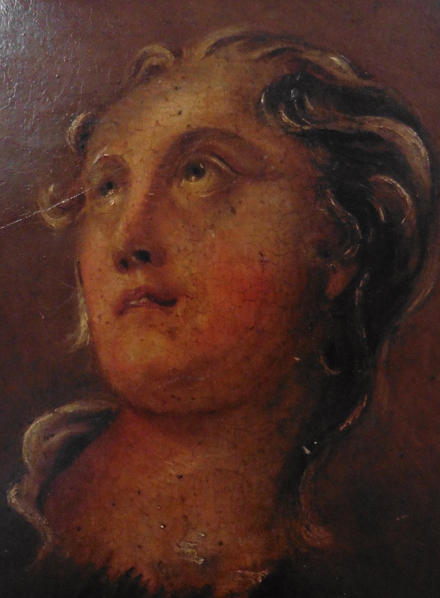 Portrait Of A Woman In Ecstasy Oil/panel From The 18th Century-photo-6