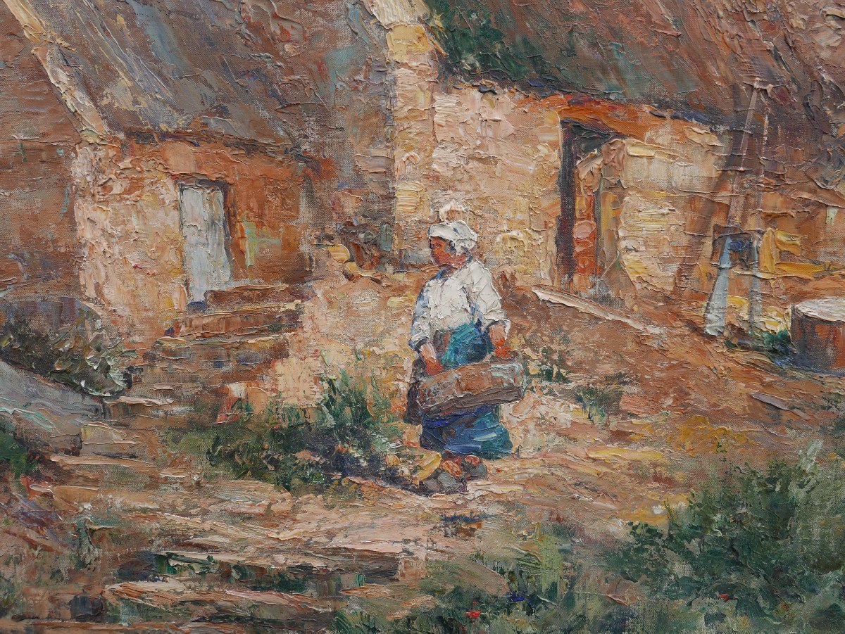 Zacharie Baton Grand Paysage Côte De Bretagne Huile/toile Du XIXème Siècle-photo-1