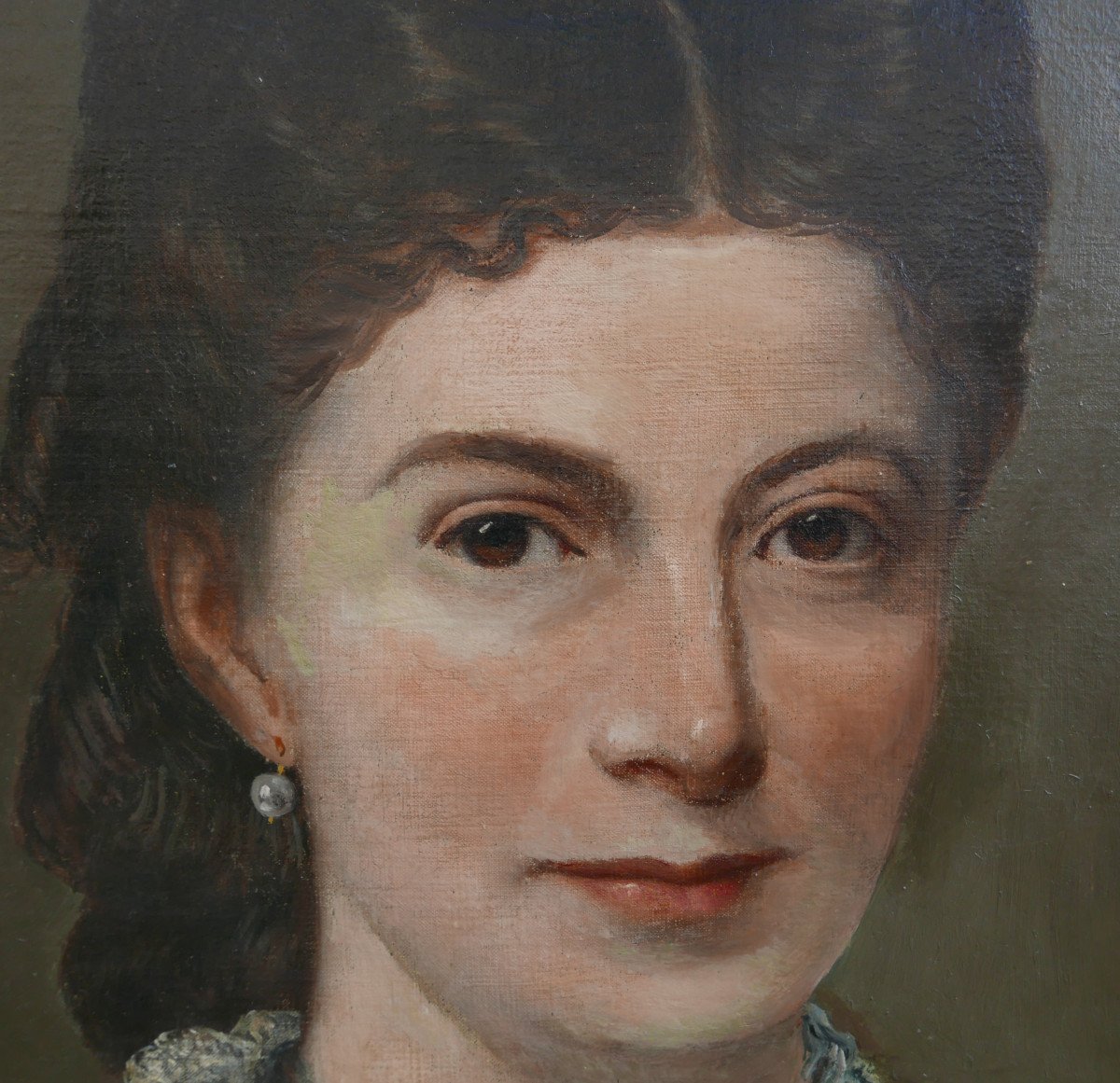 Auguste Charpentier Portrait De Femme Ecole Française Huile/toile Du XIXe Siècle-photo-3