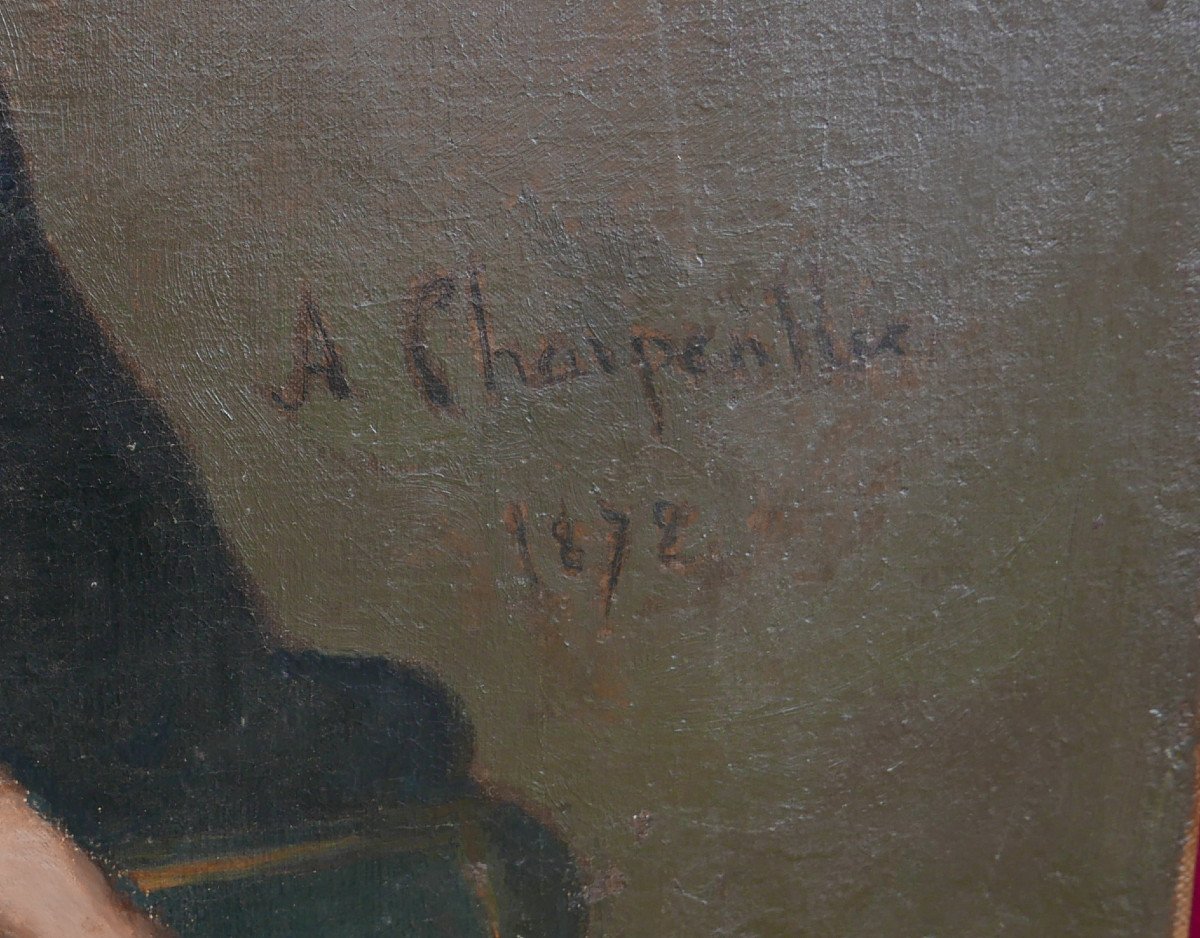 Auguste Charpentier Portrait De Femme Ecole Française Huile/toile Du XIXe Siècle-photo-4