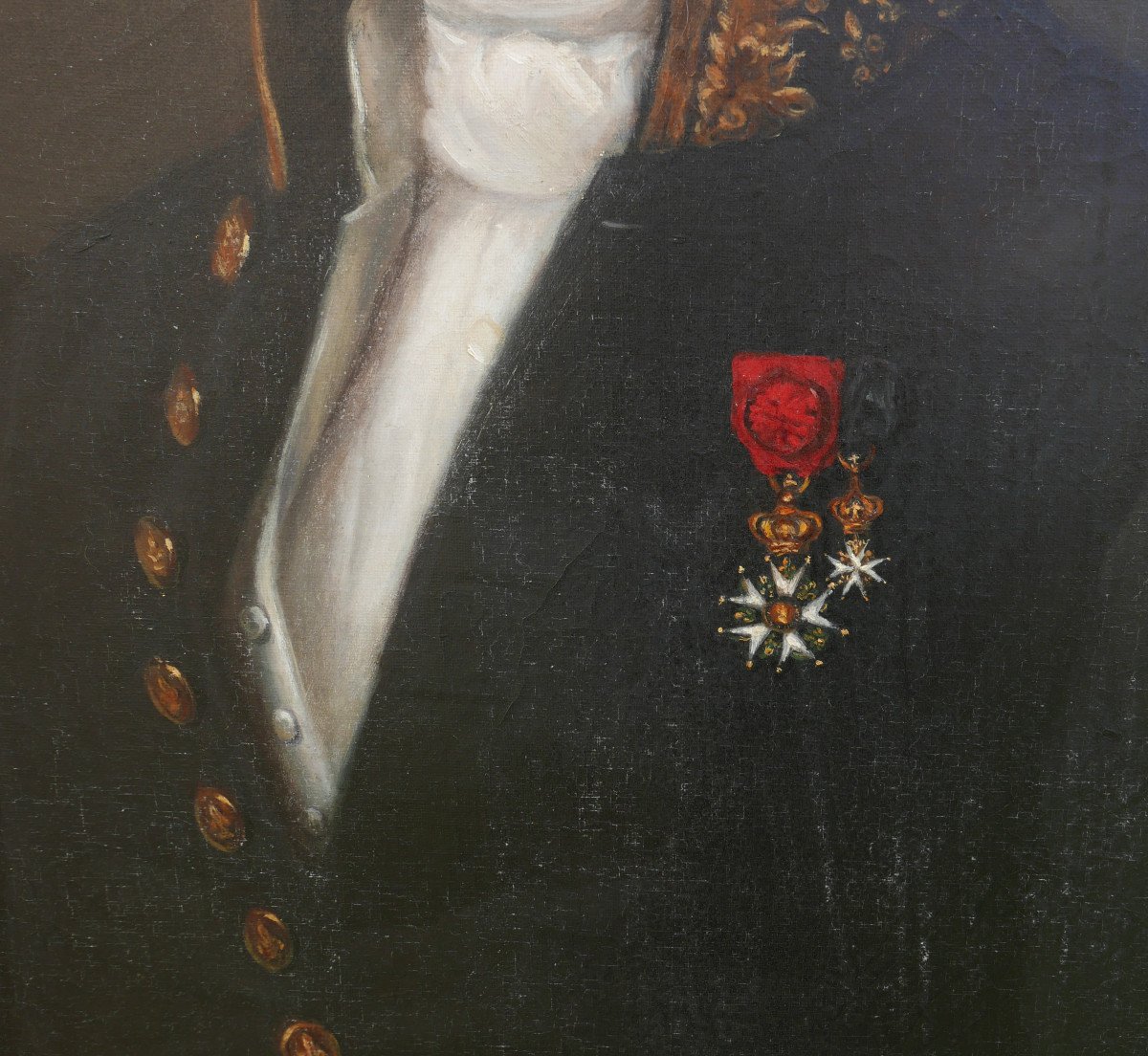 Portrait Of A Man From Lévis-mirepoix, King's Bodyguard, Oil/canvas, 19th Century-photo-4