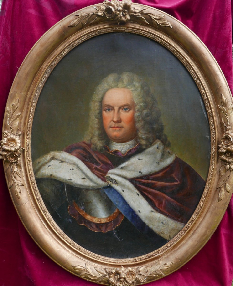 Portrait d'Homme En Armure Ecole Française Du XVIIIème Siècle Huile/toile-photo-2