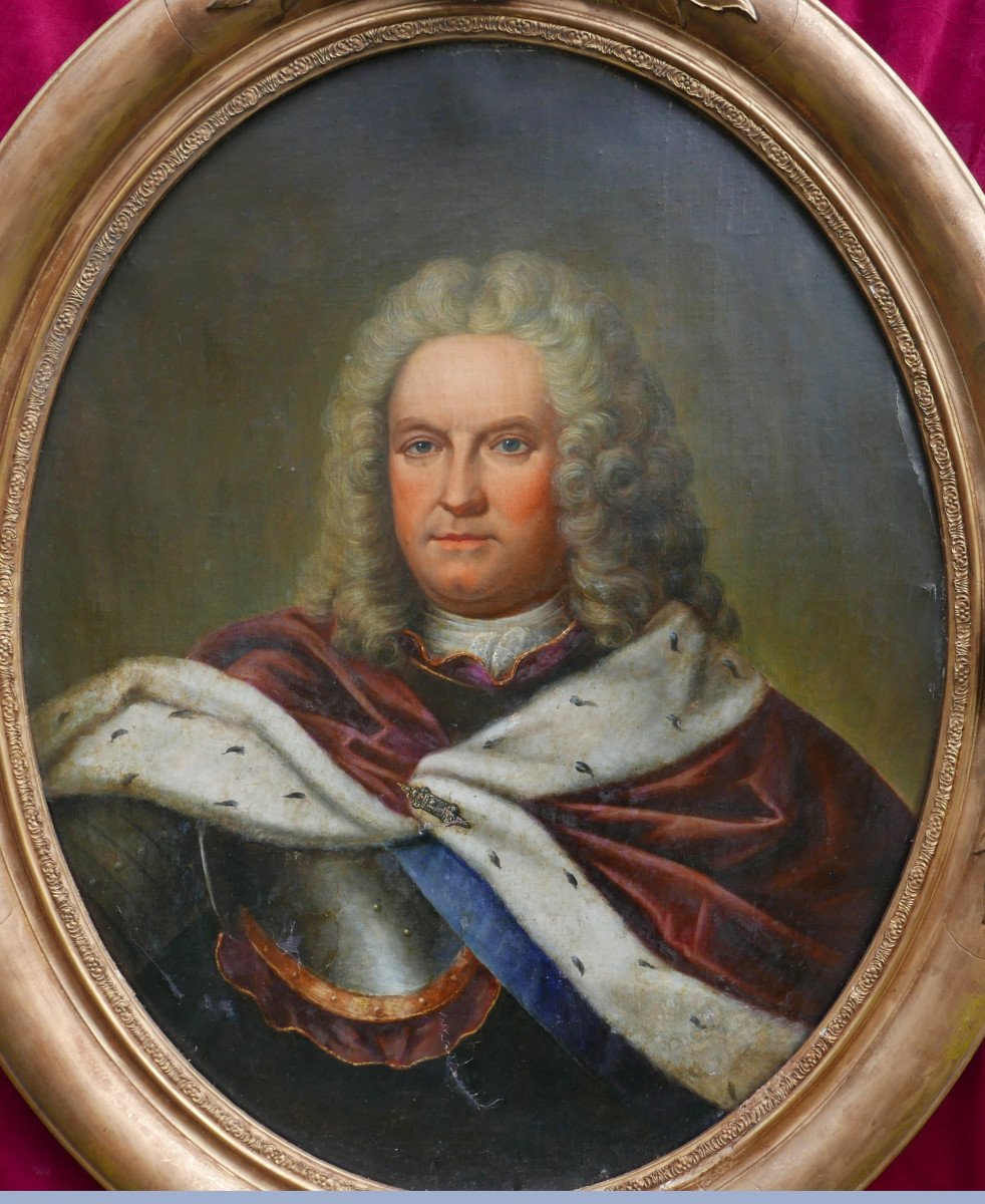 Portrait d'Homme En Armure Ecole Française Du XVIIIème Siècle Huile/toile-photo-3