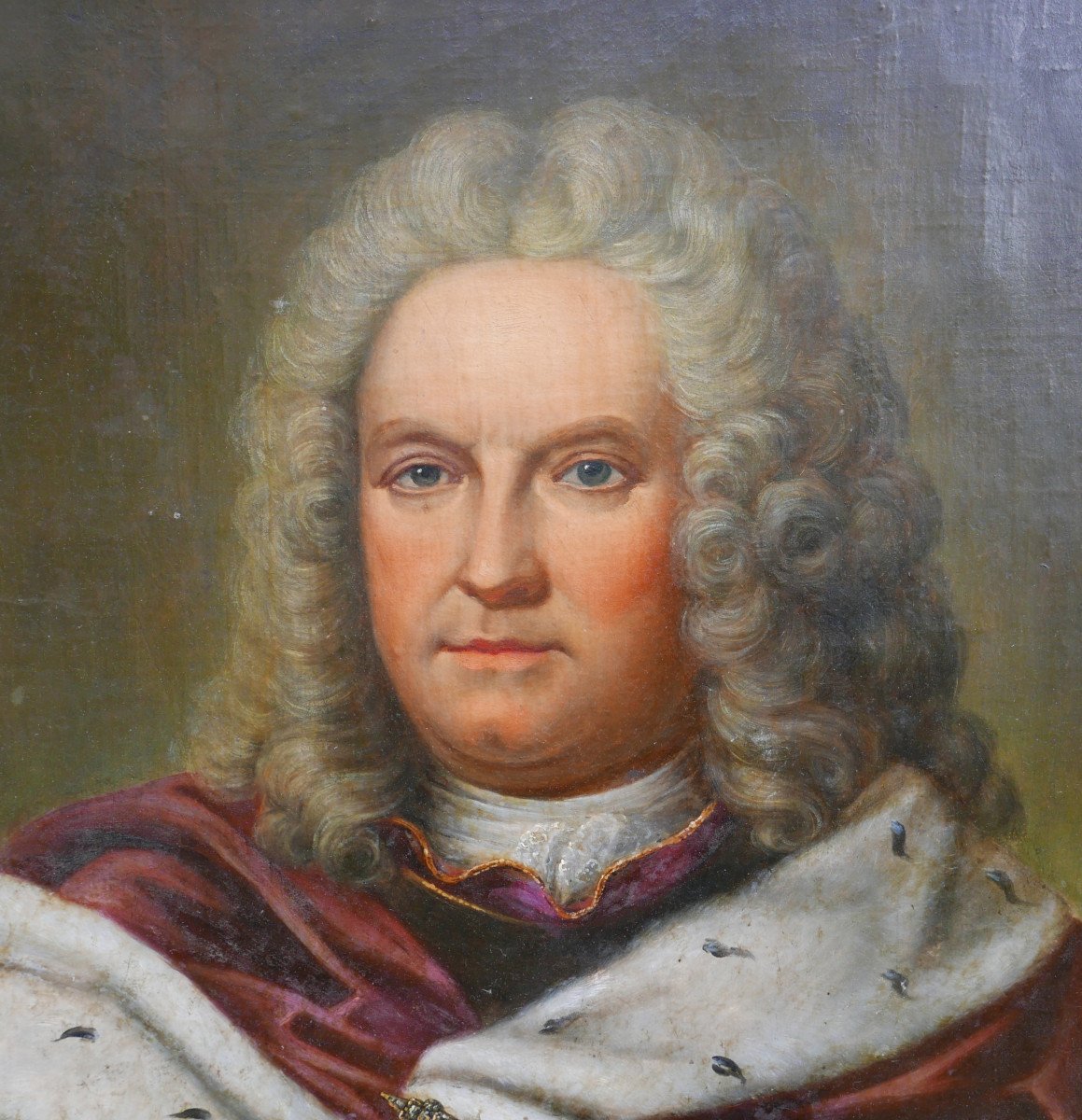 Portrait d'Homme En Armure Ecole Française Du XVIIIème Siècle Huile/toile-photo-1