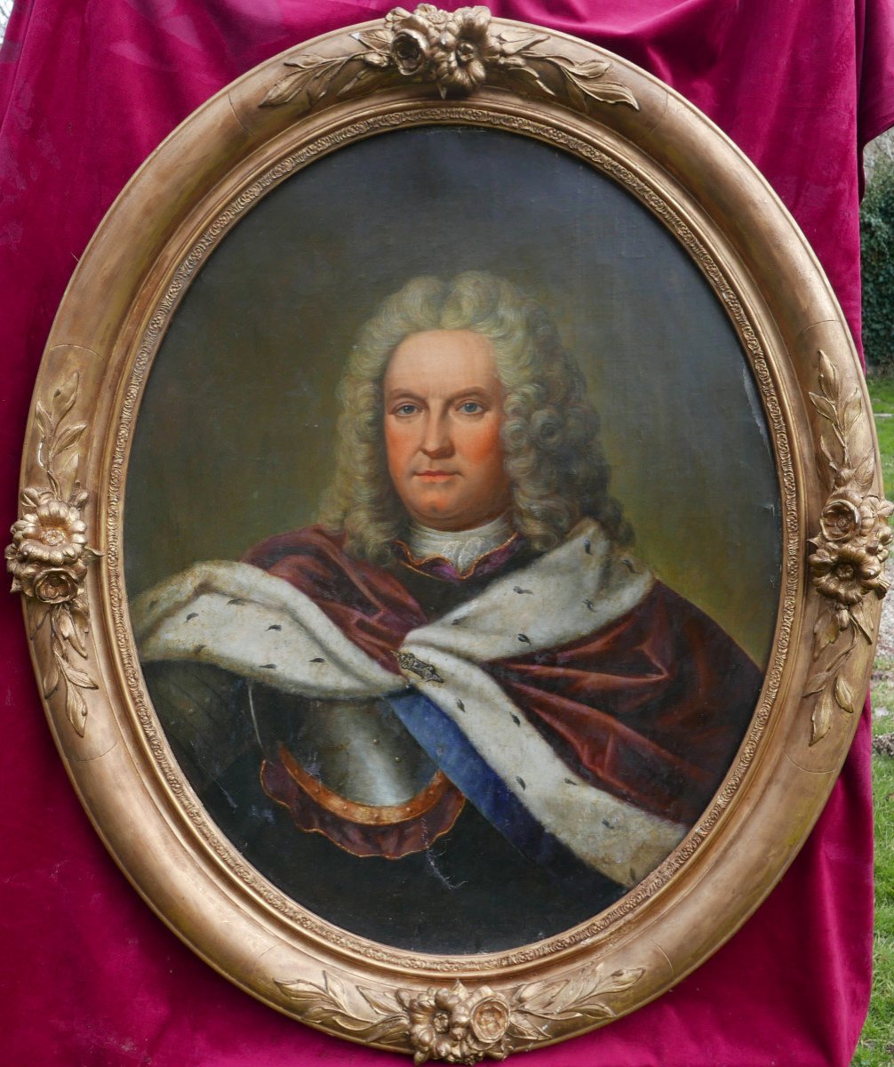 Portrait d'Homme En Armure Ecole Française Du XVIIIème Siècle Huile/toile