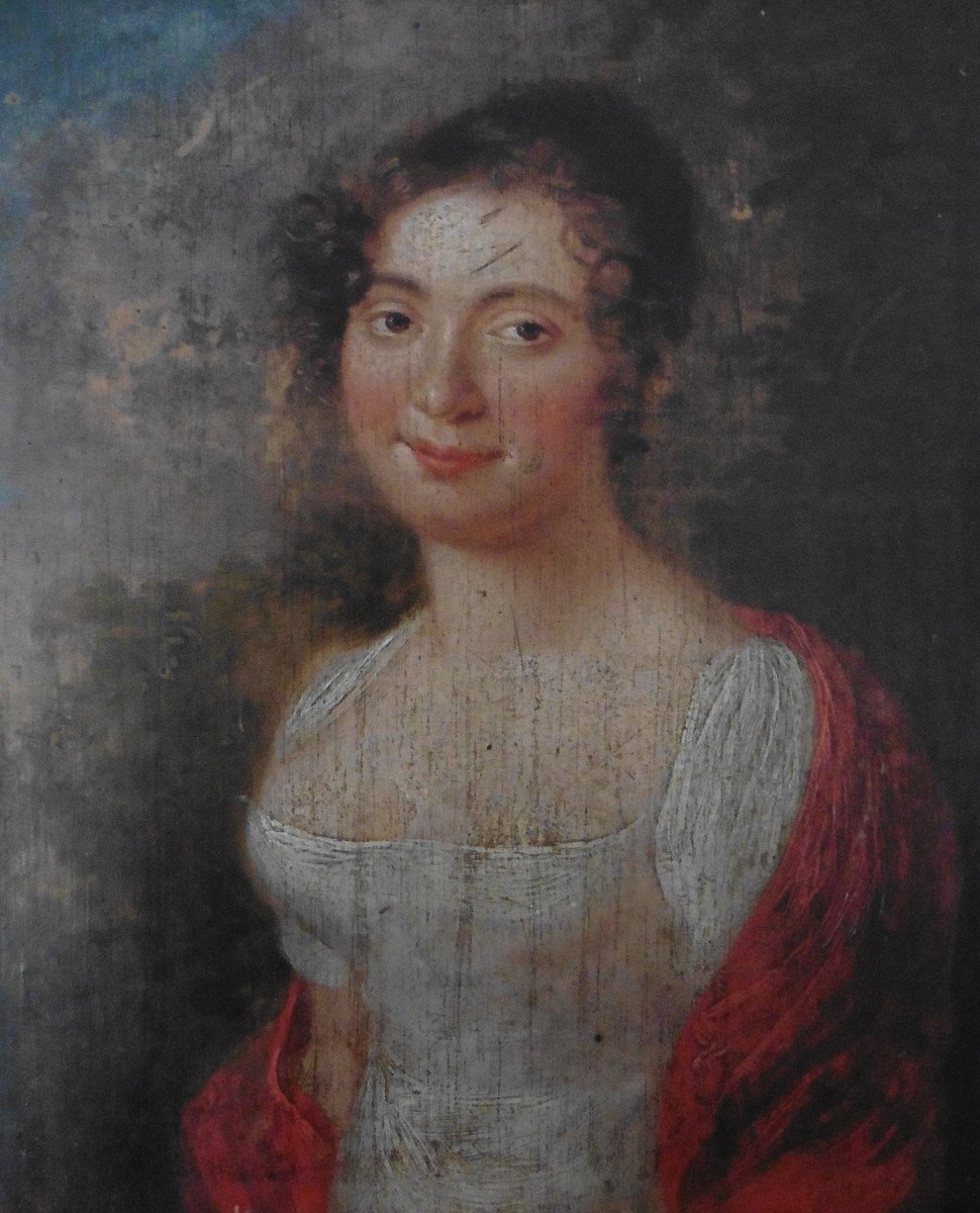 Portrait Of A Young Woman, 1st Empire, Oil/panel, Early 19th Century-photo-3