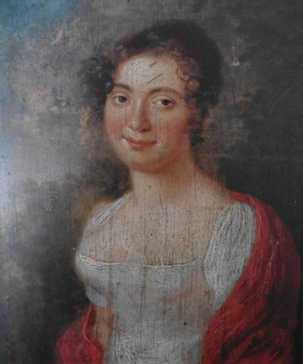 Portrait Of A Young Woman, 1st Empire, Oil/panel, Early 19th Century-photo-1