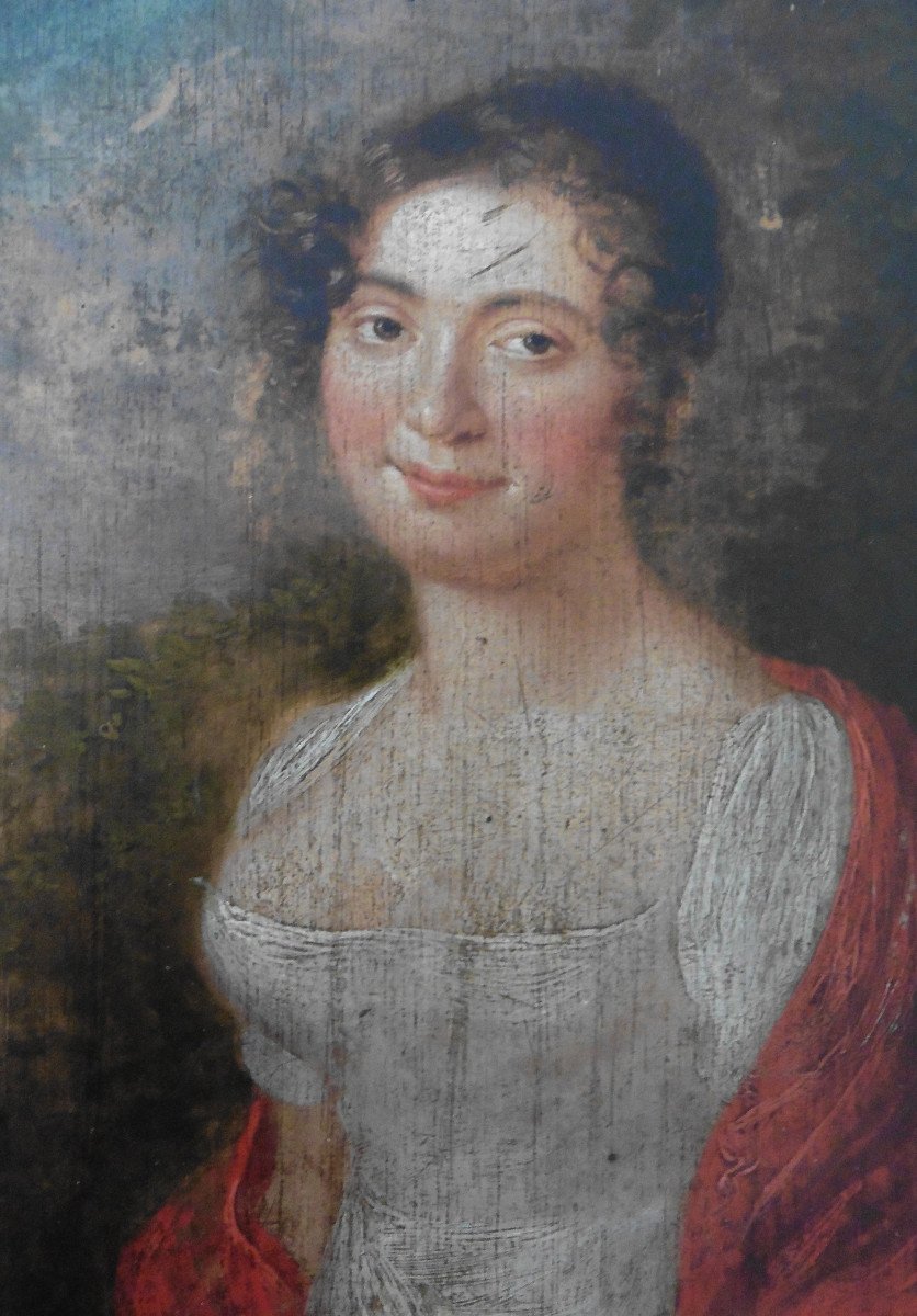 Portrait Of A Young Woman, 1st Empire, Oil/panel, Early 19th Century-photo-4