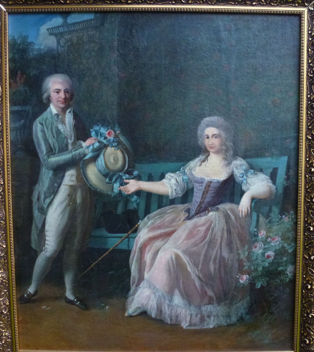 Painting Portrait Man And Woman Louis XVI Period Oil/canvas 18th Century-photo-3