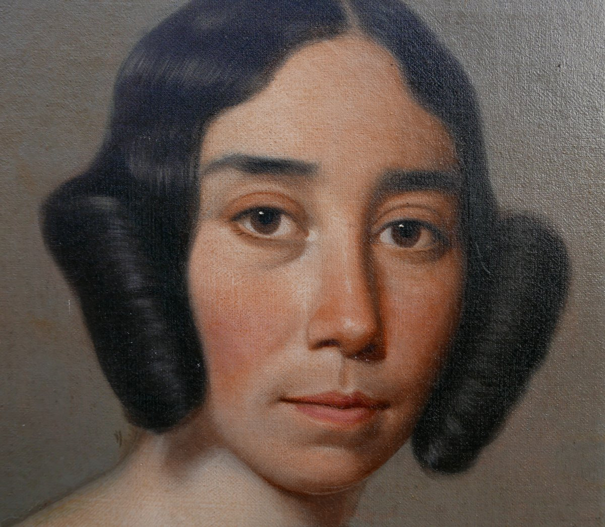 Hoffmann Portrait De Femme Epoque Louis Philippe Huile/toile Du XIXème Siècle-photo-2