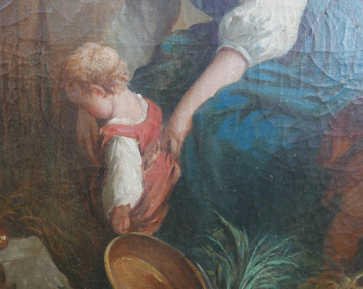 Genre Scene The Beautiful Farmer After Boucher Oil/chassis Late 18th Century-photo-6