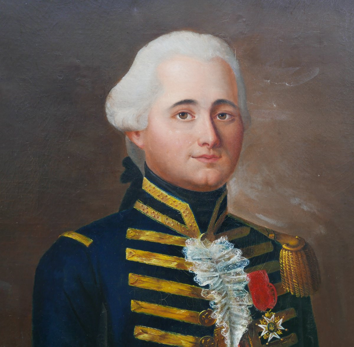 Portrait Of A Male Officer Under Louis XVI Oil/canvas 19th Century-photo-2