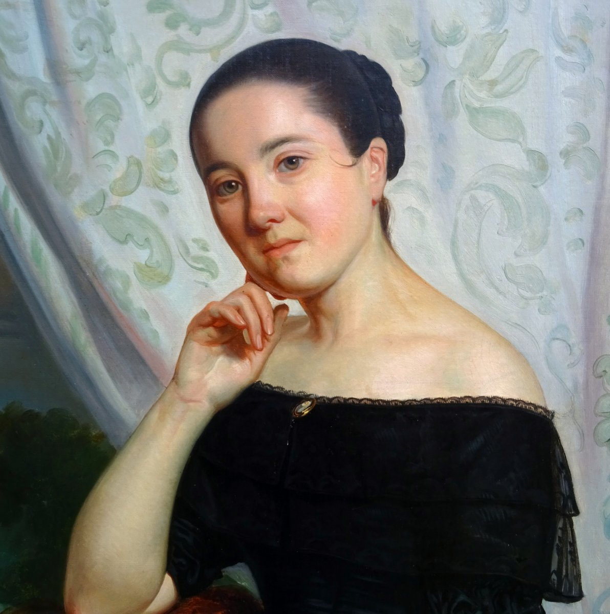 Tony Dury Portrait Of Young Woman Louis Philippe Period Hst XIXth Century 1845-photo-1