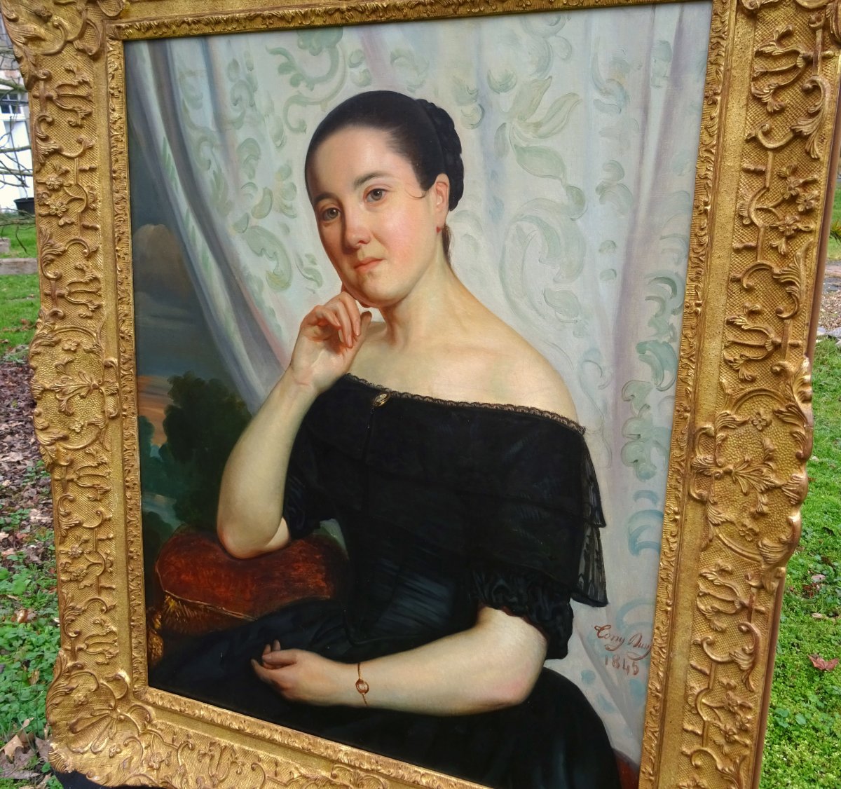 Tony Dury Portrait Of Young Woman Louis Philippe Period Hst XIXth Century 1845-photo-5