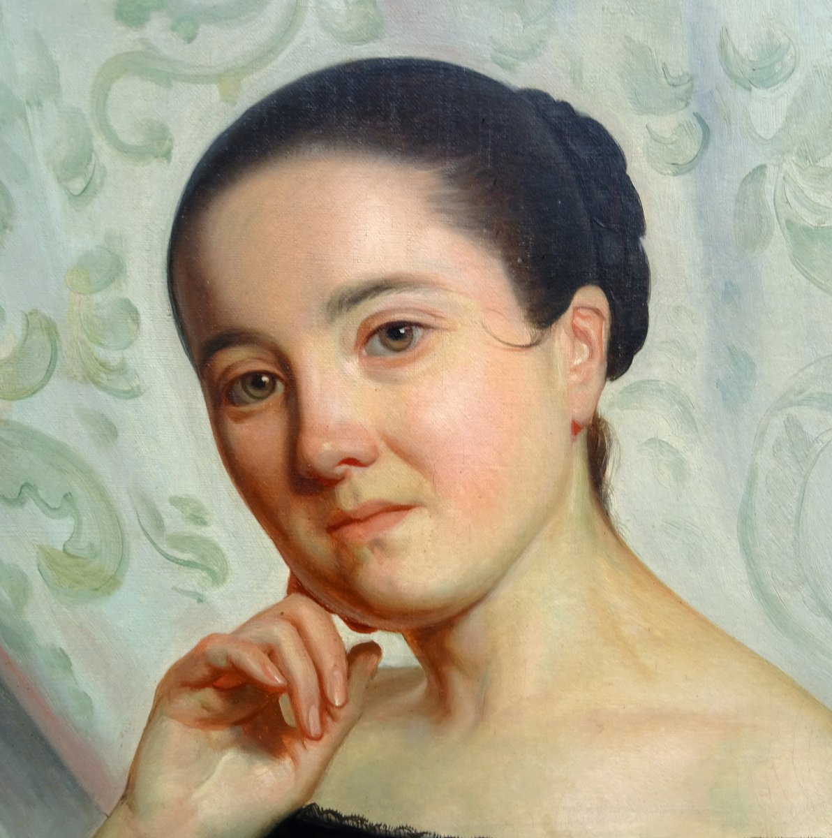 Tony Dury Portrait Of Young Woman Louis Philippe Period Hst XIXth Century 1845-photo-8