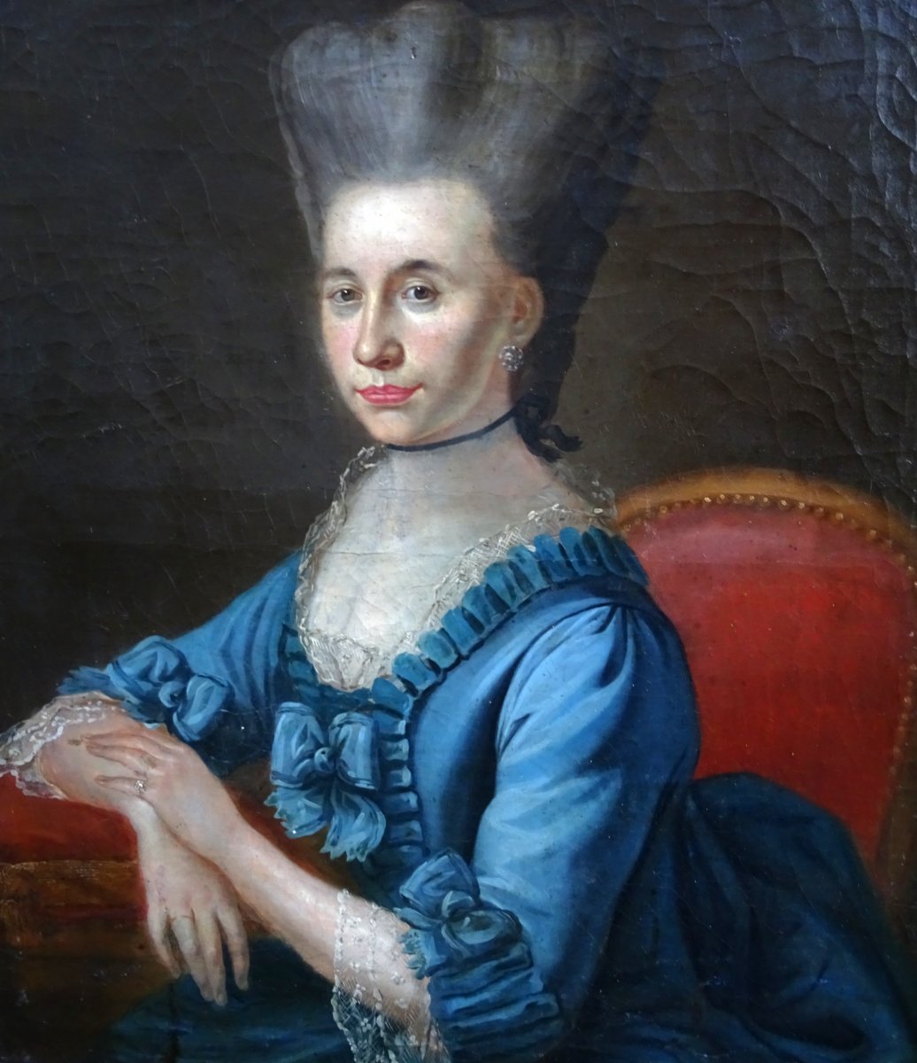 Delerive Portrait De Femme Epoque Louis XVI Ecole Française XVIIIème Siècle Hst-photo-4