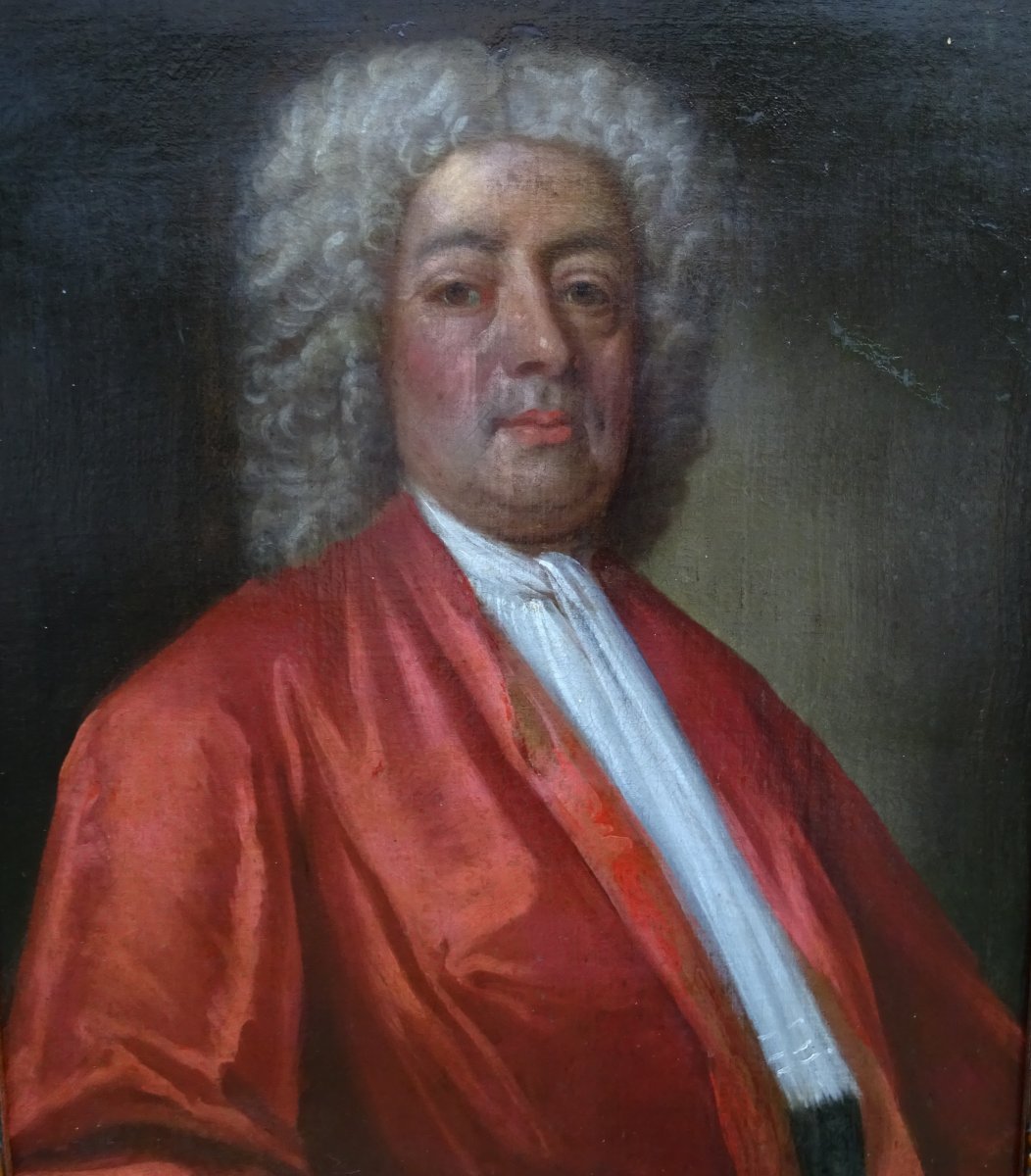 Portrait d'Homme Ecole Française Du XVIIIème Siècle Huile Sur Toile-photo-1