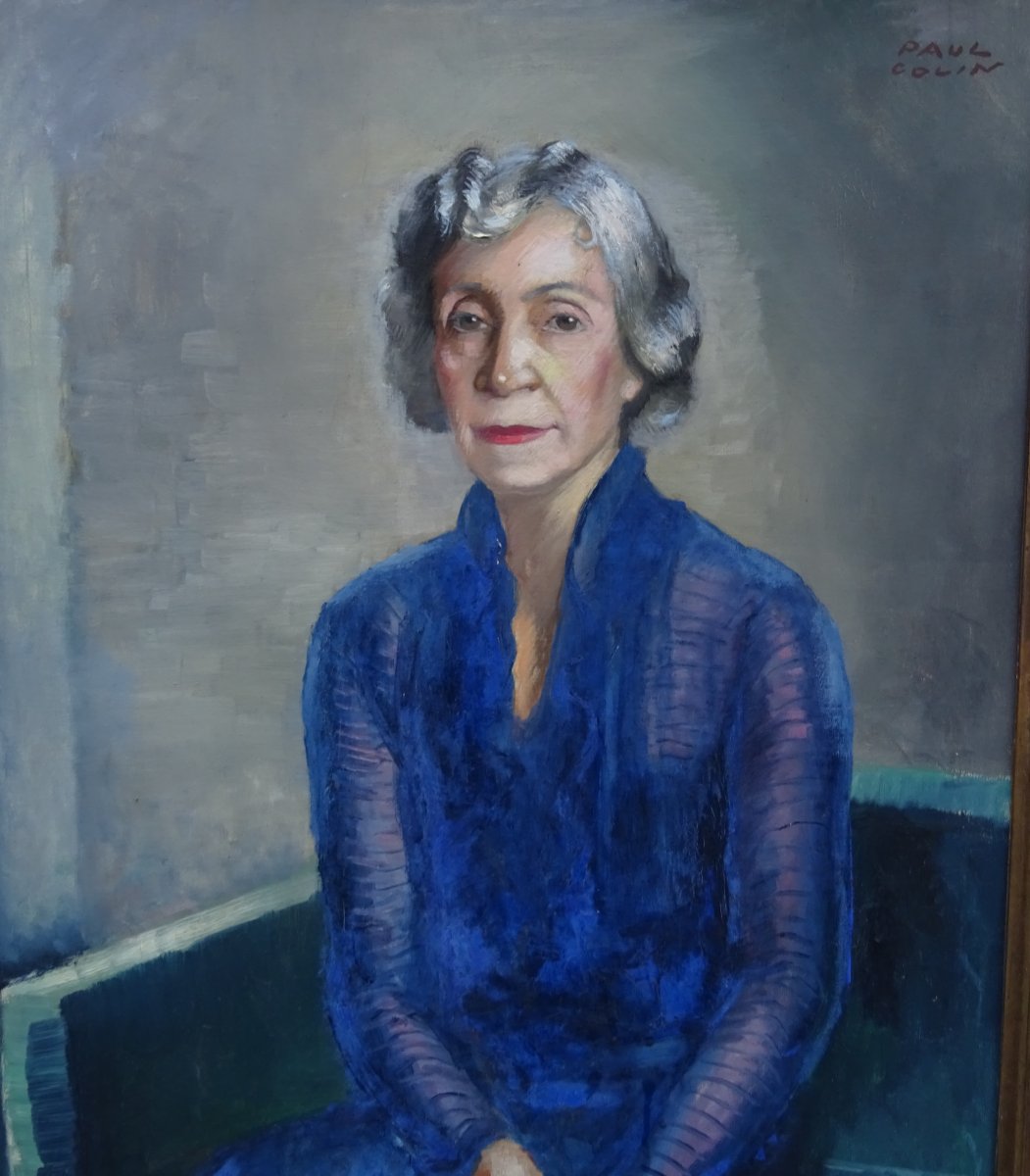 Paul Colin Portrait De Femme Ecole Française Du XXème Siècle Huile Sur Toile-photo-1