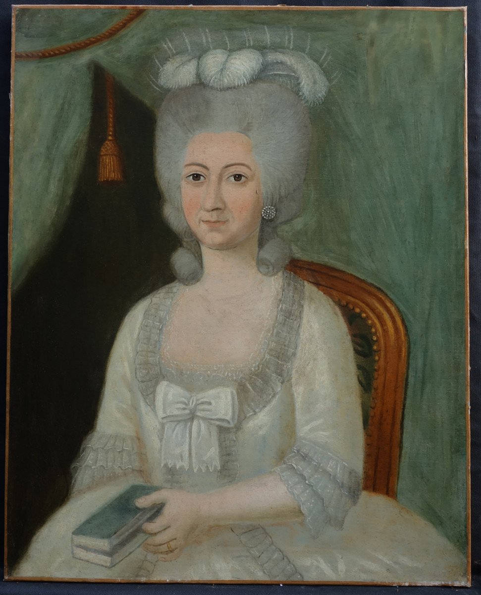 Portrait De Femme d'Epoque Louis XVI Ecole Française Du XVIIIème Siècle H/T