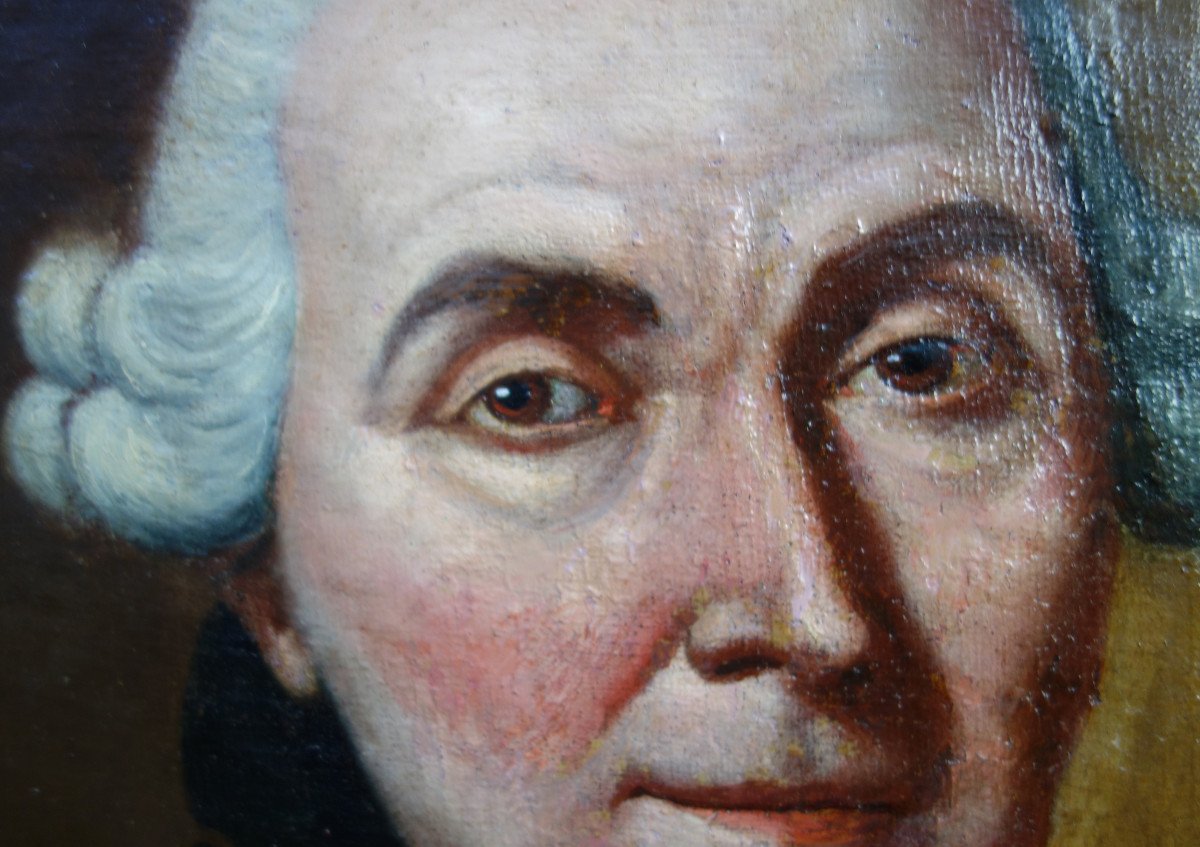 Portrait d'Homme Antoine Bonnet d'Epoque Louis XV H/t Du XVIIIème Siècle-photo-1