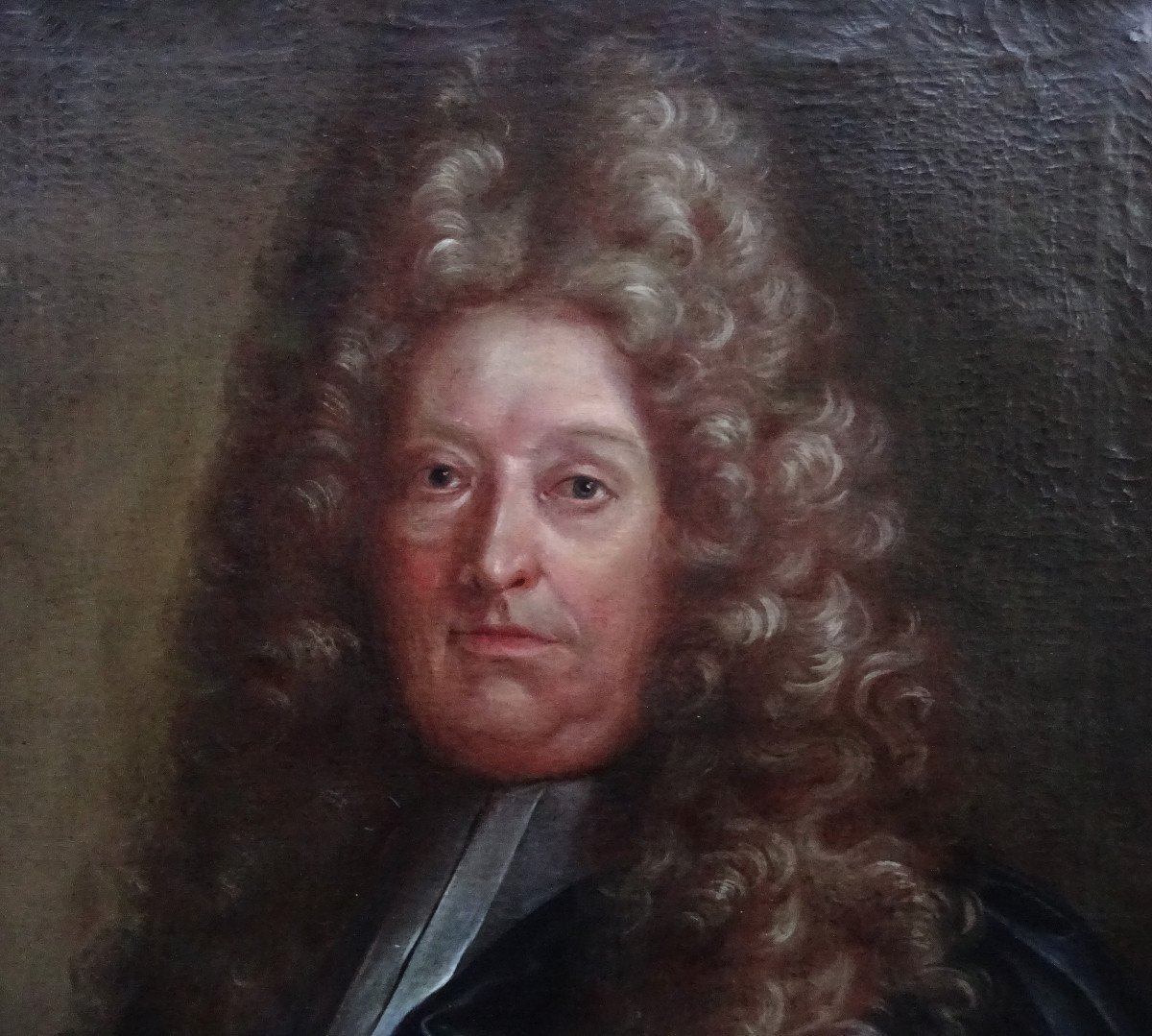 Restout Portrait d'Homme Epoque Louis XIV Ecole Française Du XVIIIème Siècle H/t-photo-1