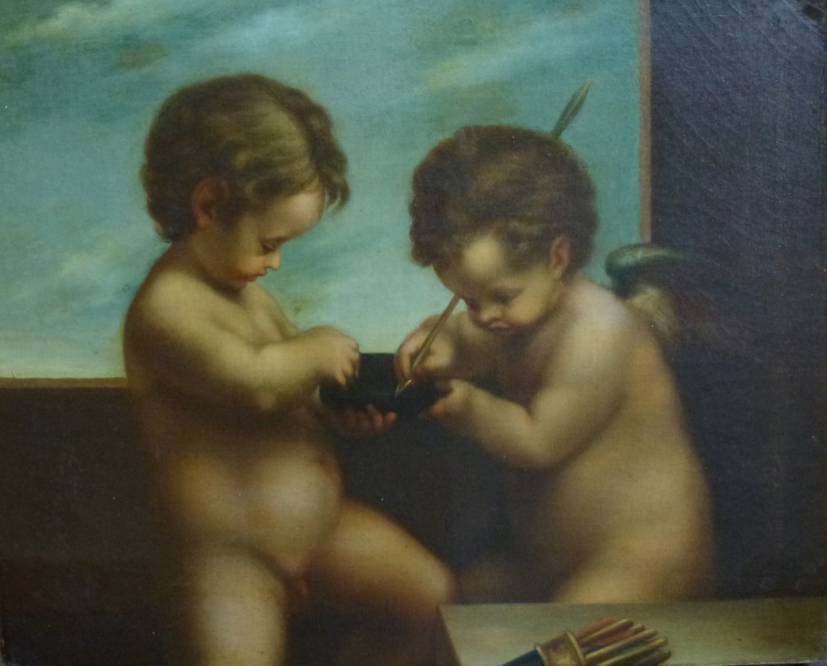 Mythological Painting After Correggio Italian School Early XIXth Century H/t-photo-3