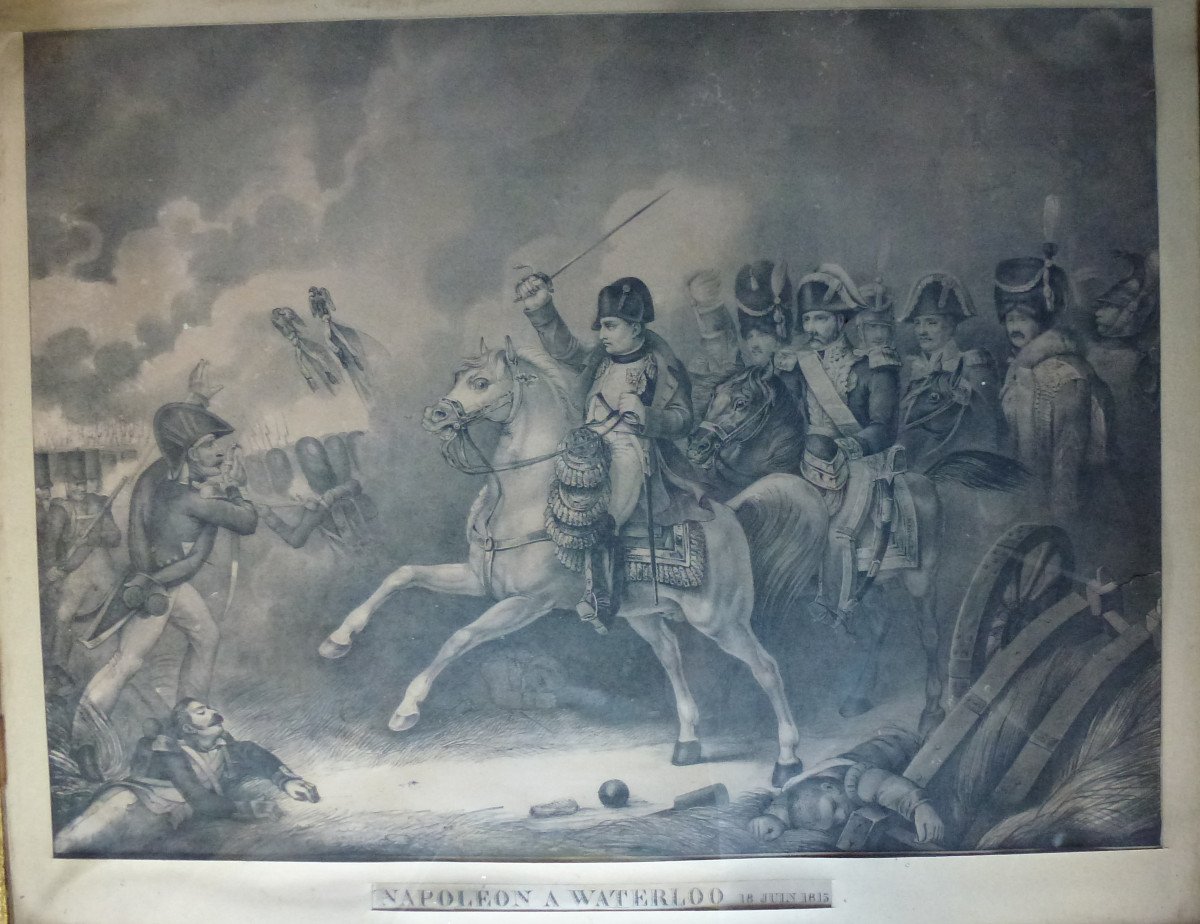 Battle Of Waterloo Napoleon I Period Engraving From The XIXth Century-photo-4