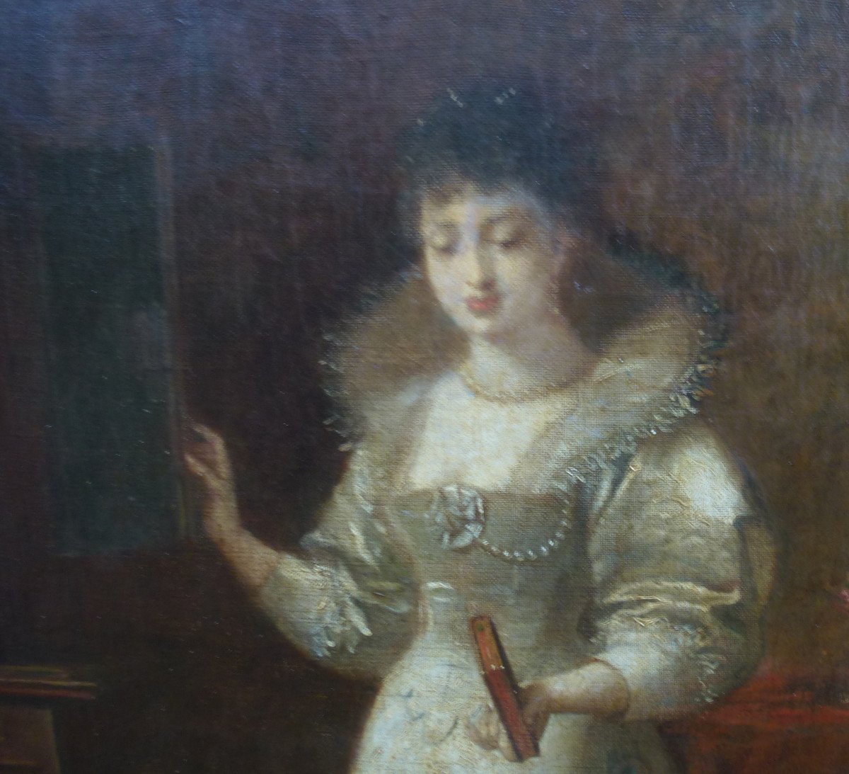 Portrait De Jeune Femme Ecole Française Du XIXème Siècle De Huile/toile-photo-3