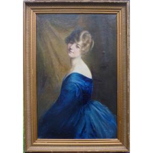 Rosetta Heton Large Portrait Of Young Woman Oil / Canvas Early 20th Century
