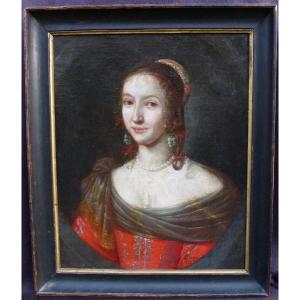 Portrait Of Young Woman From Louis XIII Period Oil/canvas From The 17th Century