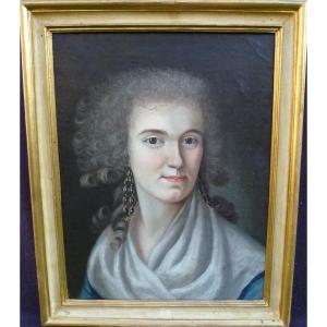Portrait De Femme Giulia Lucchesini Louis XVI Huile/toile Du XVIIIème Siècle