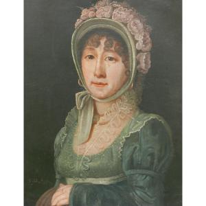 Rotels Portrait Of Woman With Headdress Ist Empire Oil/canvas From The 19th Century Signed