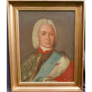 Portrait d'Homme En Armure Prince Ecole Allemande Huile/toile Du XVIIIème Siècle