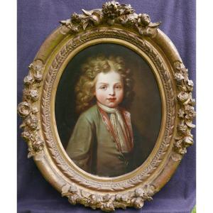 Portrait d'Un Jeune Garçon d'Après Hyacinthe Rigaud Huile/toile Du XIXème Siècle