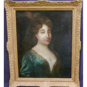 Portrait De Femme Au Voile Louis XIV Huile/toile Début XVIIIème Siècle