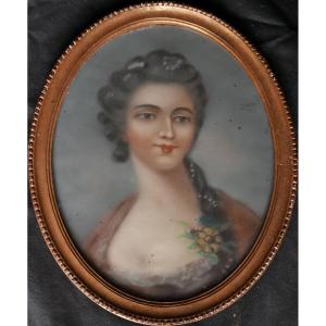 Portrait Of A Young Woman After Drouais Louis XVI Period Pastel 18th Century