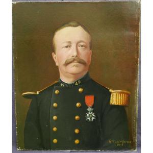 Portrait Of A Military Man Signed Henri Cleenewerck Oil/canvas Early 20th Century