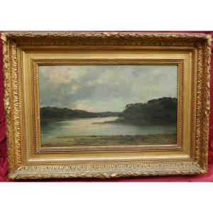 Lakeside Landscape Oil/canvas Late 19th Century Signed