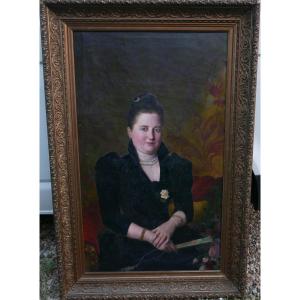 Bernedetto Durani Large Portrait Of A Woman Oil/canvas From The 19th Century Signed 1892