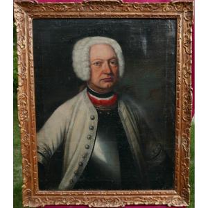 Portrait d'Homme En Armure Ecole Allemande Huile/toile Début XVIIIème Siècle