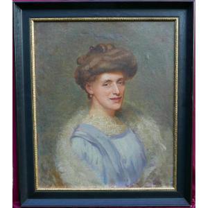 Joseph Alphonse Chauleur Portrait De Femme Huile/toile Du XIXème Siècle