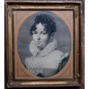 Portrait Of A Young Woman, 1st Empire Drawing, Early 19th Century