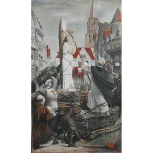 Duchanaux Scène De Genre Jeanne d'Arc Huile/toile Fin XIXème Siècle