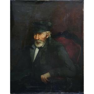 Painting Signed Penel Portrait Of A Man French School 19th Century Oil/canvas