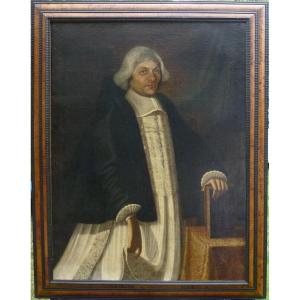 Large Portrait Of An Ecclesiastical Man Oil/canvas 18th Century