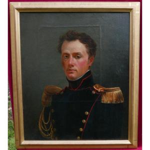 Portrait d'Homme Officier De La Garde Nationale Huile/toile Du XIXème Siècle