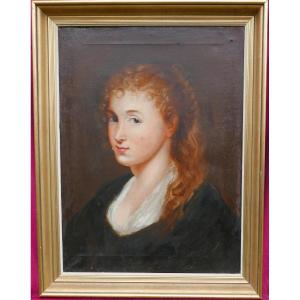 Portrait De Femme d'Après Rubens Ecole Française Du XIXème Siècle Huile/toile