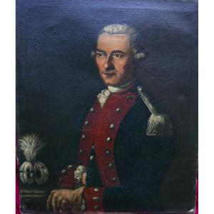 De Zobel Portrait Of A Male Officer Zeslin Oil/canvas 18th Century Signed