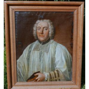 Portrait d'Homme Chanoine Jean Belhoste Huile/toile Du XVIIIème Siècle