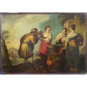 Orientalist Scene Painting Women At The Well French School Of The XIXth Century Hst